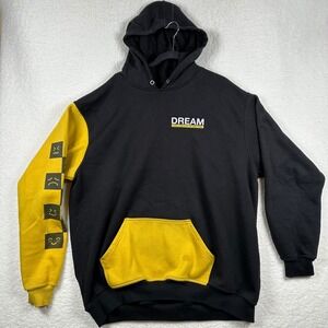 Dream Emotional Face Checkerboard Smiley Hoodie Mens 3XL Black Yellow Colorblock